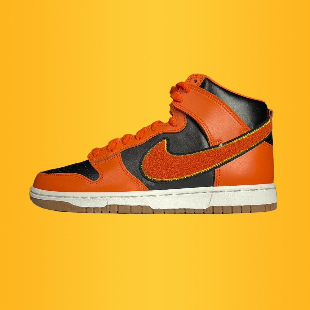 Nike Dunk High 'Uni. Chenille - Safety Orange' - Bee.Driped