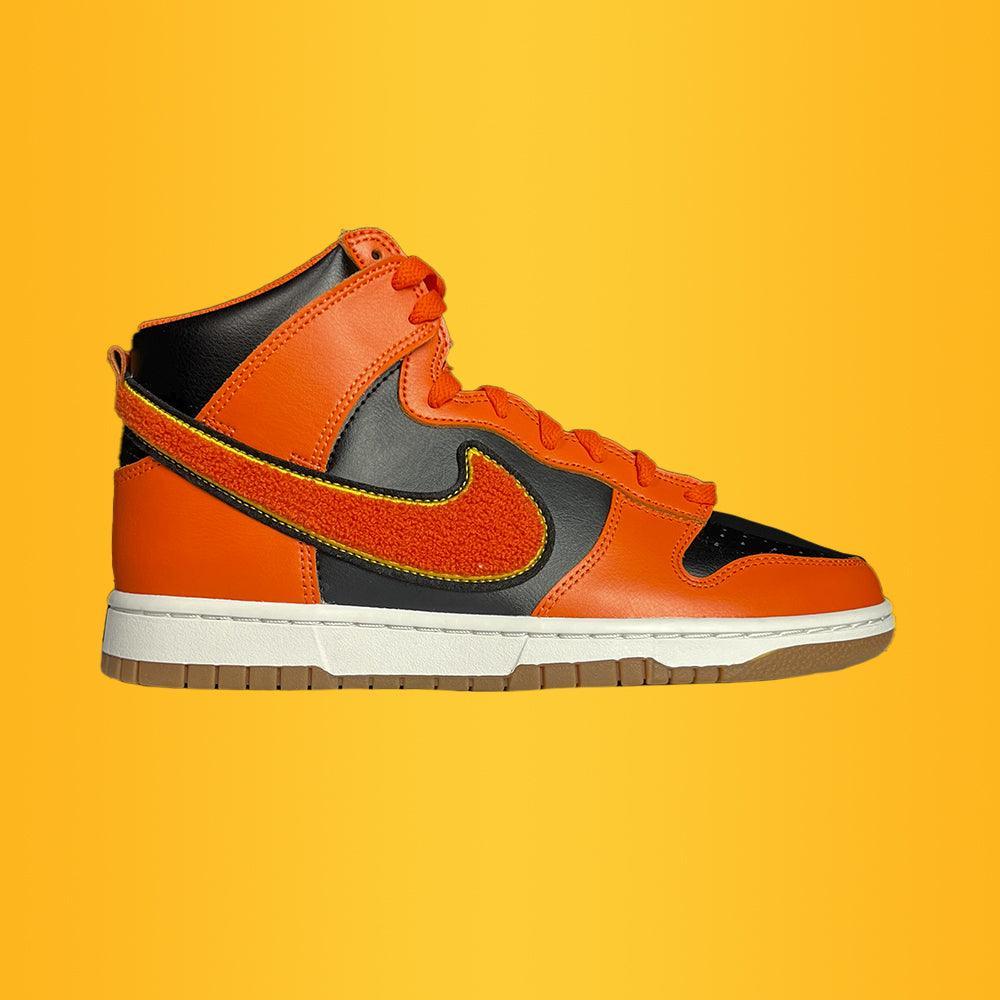Nike Dunk High 'Uni. Chenille - Safety Orange' - Bee.Driped