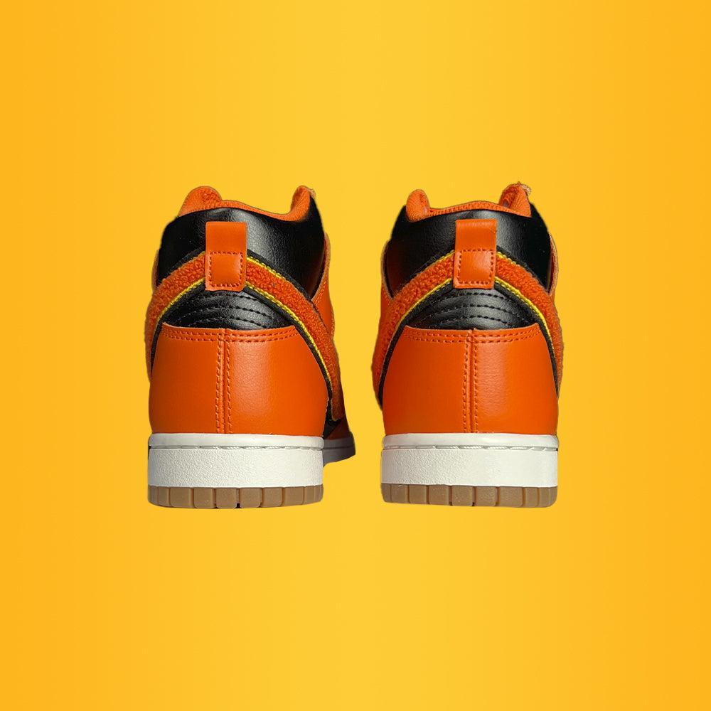 Nike Dunk High 'Uni. Chenille - Safety Orange' - Bee.Driped