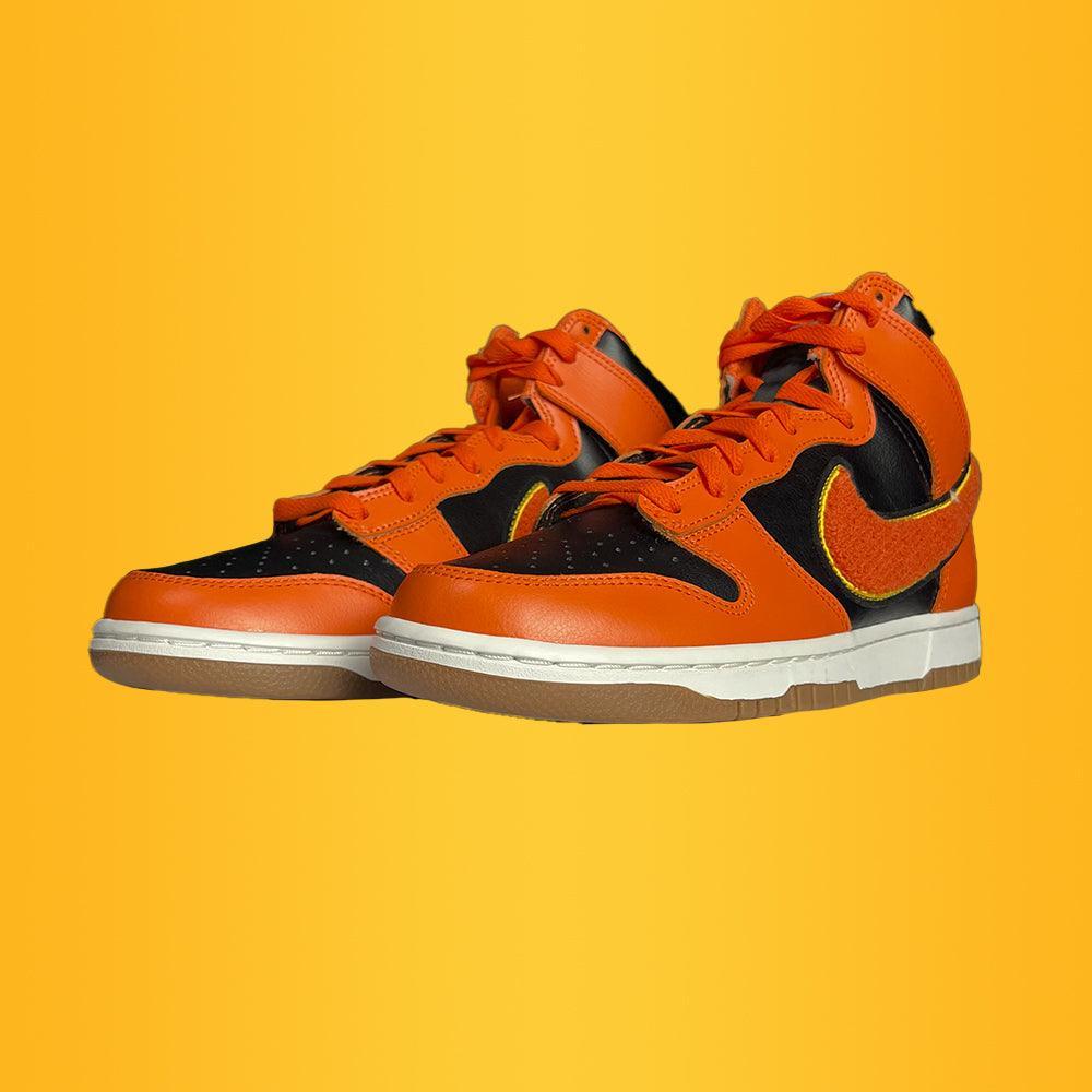 Nike Dunk High 'Uni. Chenille - Safety Orange' - Bee.Driped